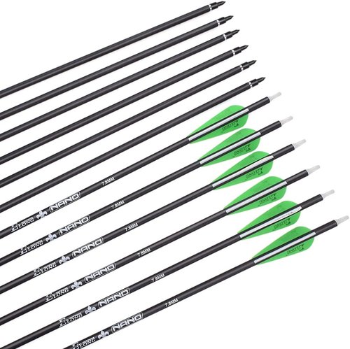 Archery Bow Carbon Arrows - Hunting Target Practice with Removable Tips | 26, 28, 30 Inch, Spine 500, 6PCS/12PCS