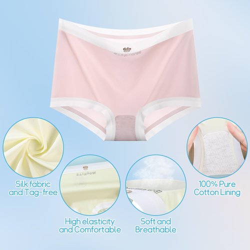 Felskin Girls' Soft Seamless Panties Girl 4-12 Years Old Stretch Comfort Underwear Briefs, 4-Packs