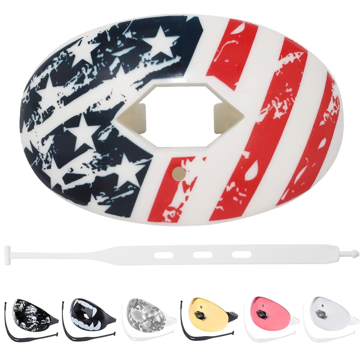 ZAKVOP Football Mouth Guard with Strap, Breathable MouthGuard for Youth and Adults, Teeth and Lip Protector (American)