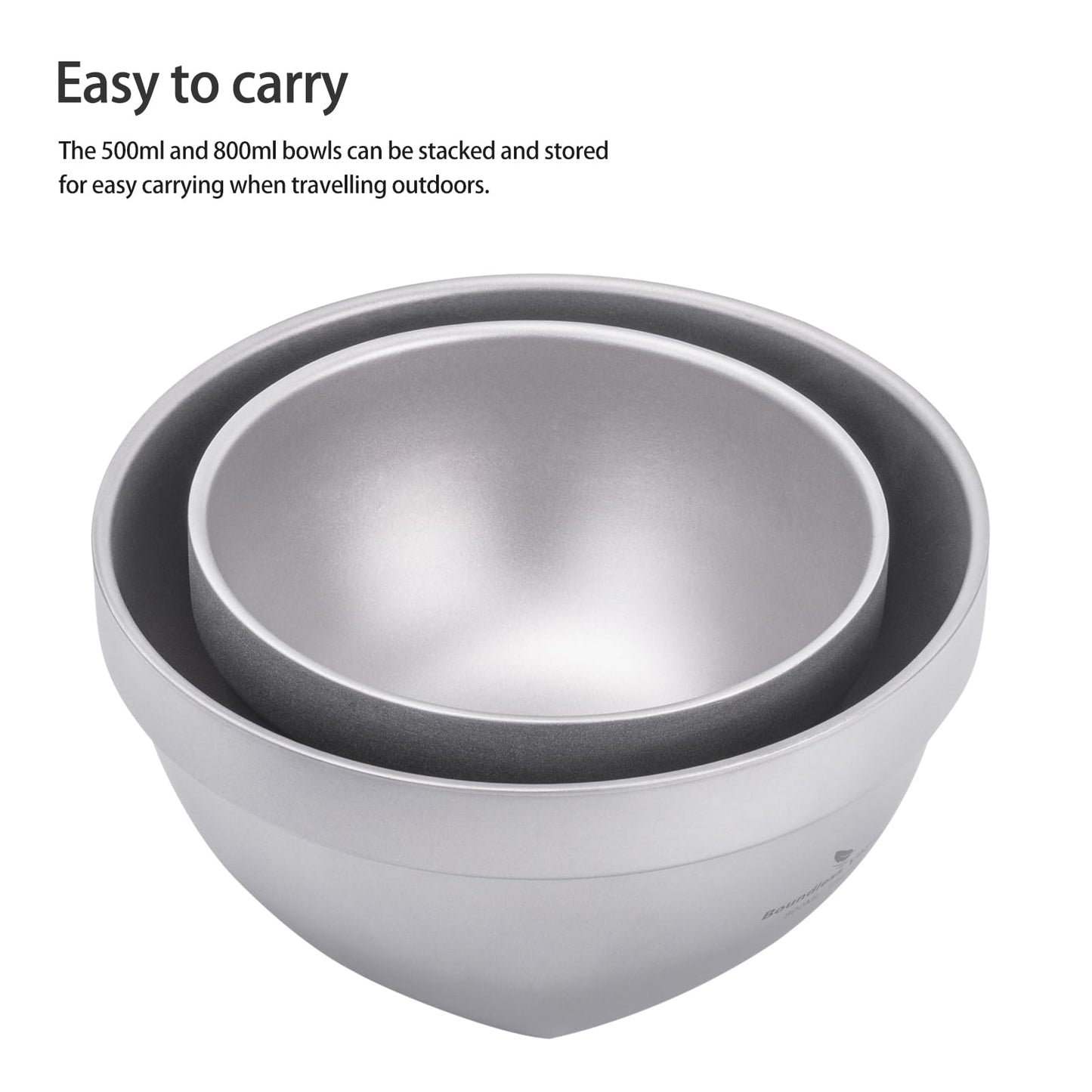Boundless Voyage Titanium Double Walled Bowl Oatmeal Rice Soup Yogurt Bowl Ultralight Portable Tableware Outdoor Camping Metal Bowls (800ml)