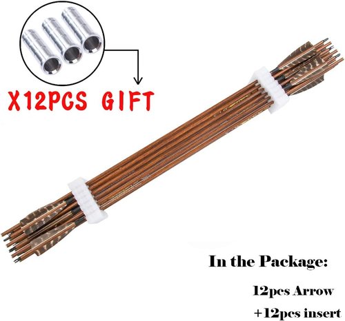 Archery Traditional Arrows - 12PCS Carbon Shafts with Turkey Feathers | 30-32 Inch for Recurve & Compound Bows