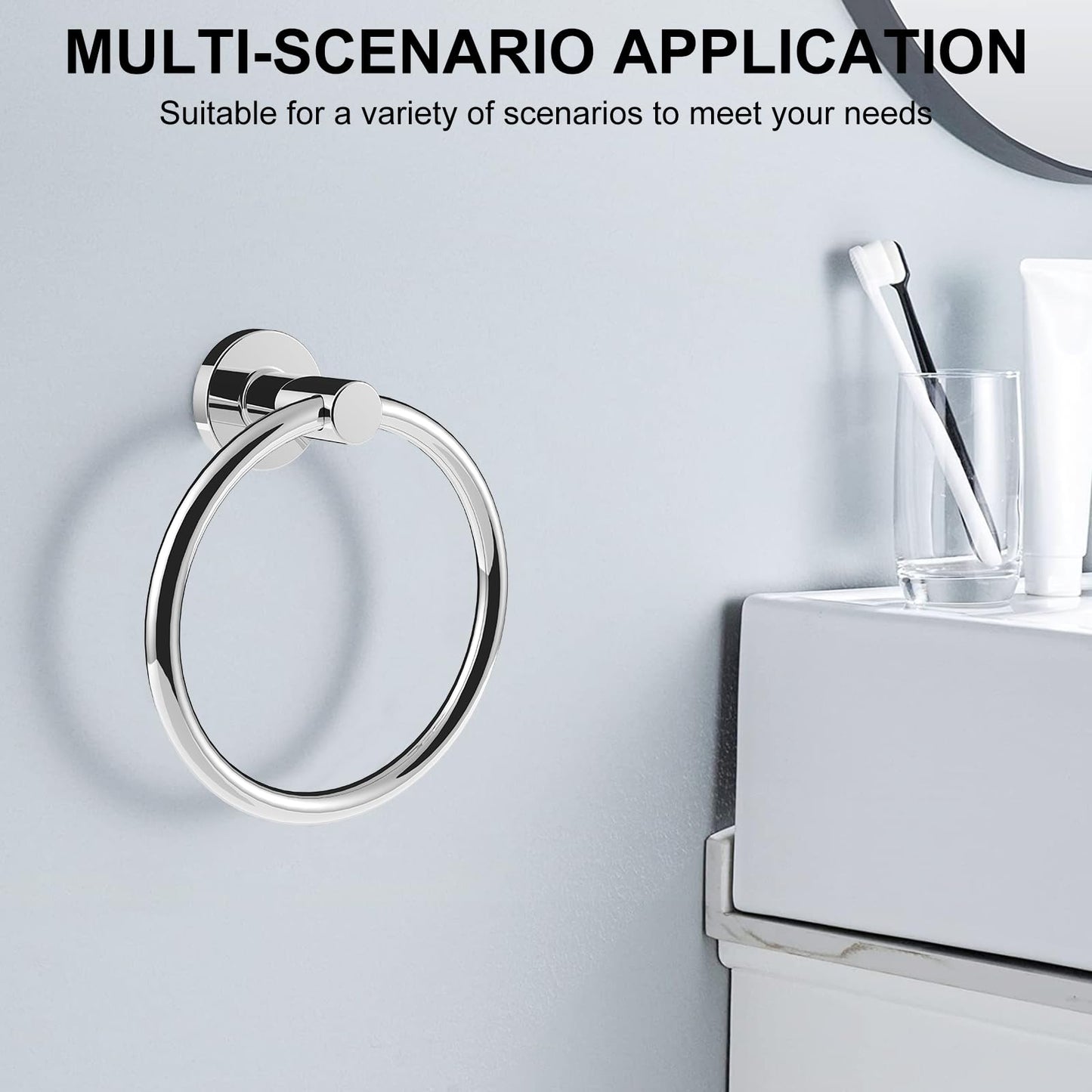 SetSail Towel Holder for Bathroom Wall Stainless Steel Hand Towel Ring Heavy Duty Towel Hanger for Bathroom, ‌Mirror Silver