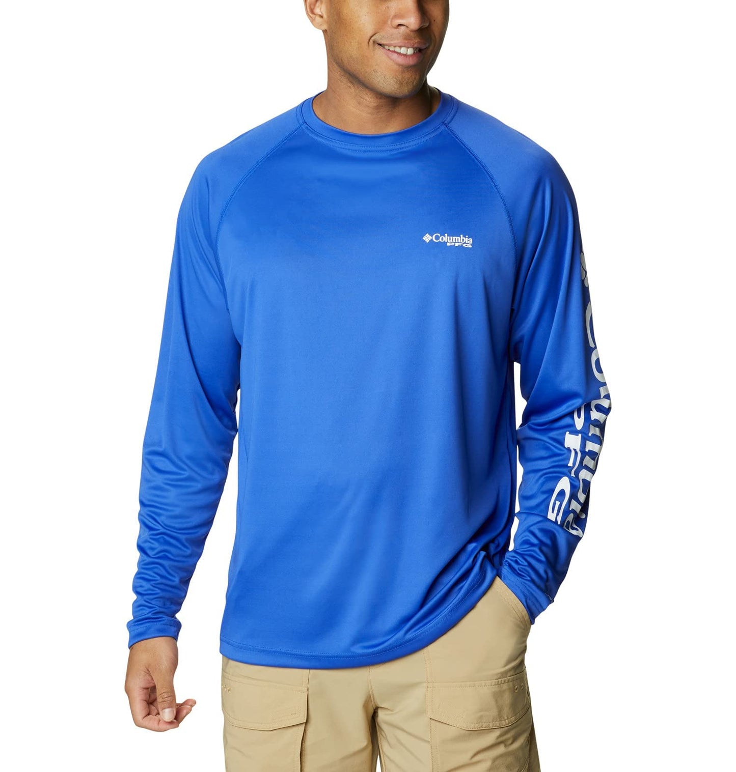 Columbia Men's Terminal Tackle Long Sleeve Shirt, Tanzanite/White Logo, 3X Big