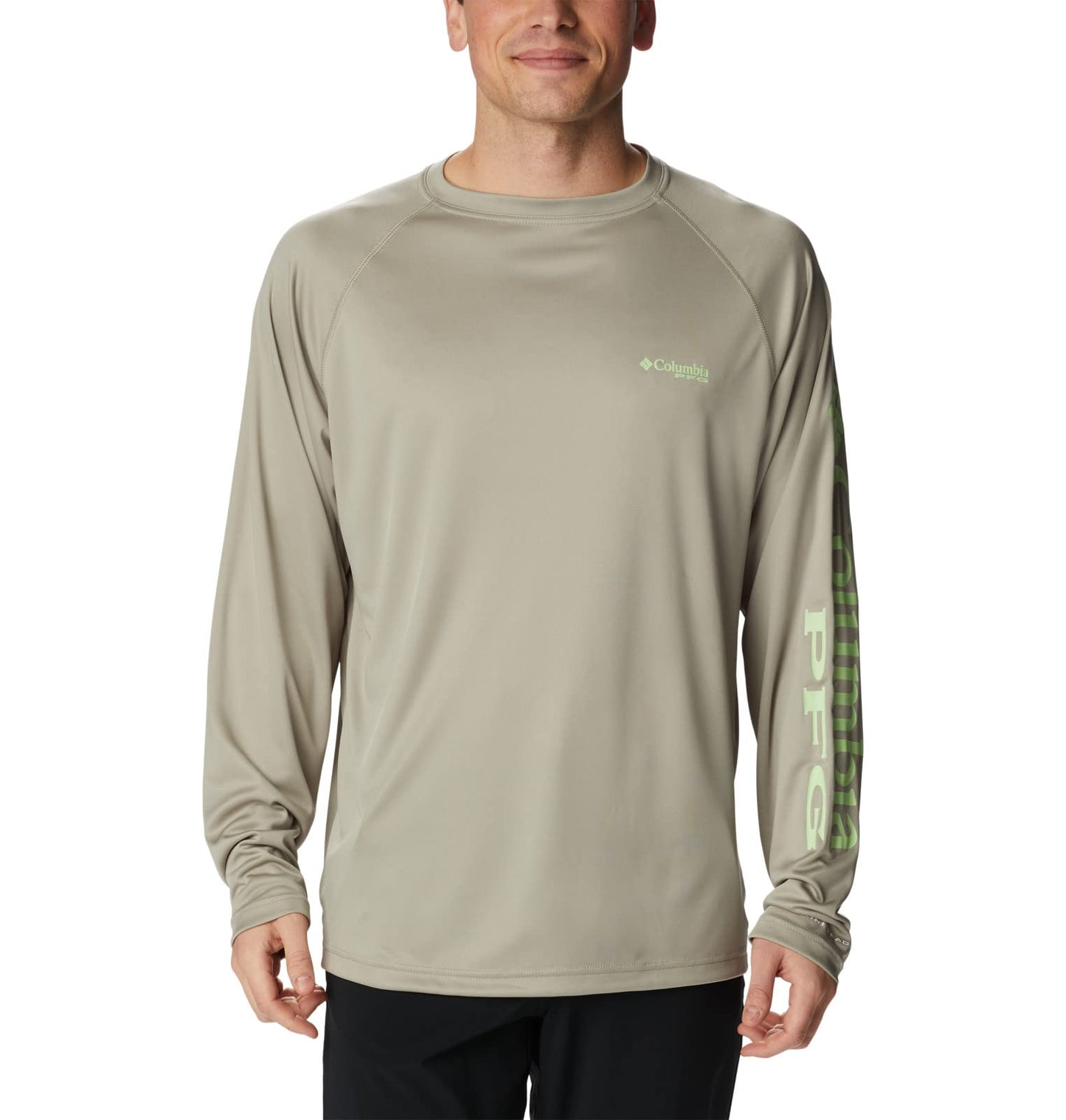 Columbia Men's Terminal Tackle Long Sleeve Fishing Shirt, Safari/Key West Logo, Small