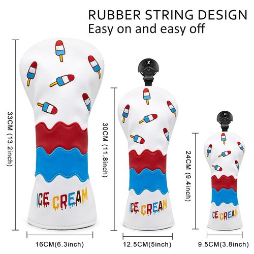 Montela Golf Club Covers Ice Cream Golf Driver Cover Fariway Wood Headcover Hybrid Covers 3 Wood Headcover Golf Head Cover for Odyssey Scotty Cameron Taylormade