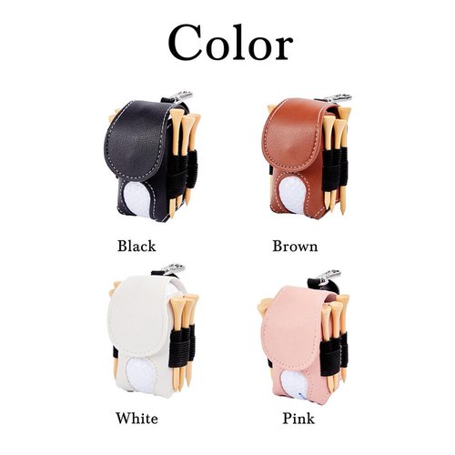 Personalized Golf Balls Bag, Mini Golf Ball Pouch Tee Holder Portable Leather Storage Bag Fathers Day Birthday Gift for Men Women (Black)
