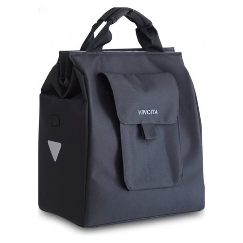 Vincita Jess Insulated Bike Grocery Pannier – 24L Thermal Cooler Bag for Rear Rack – Fits Full Size Shopping Bags – Rigid Back Panel, Strong Hooks & Zipper Closure – Reflective Commuter Tote (Single)