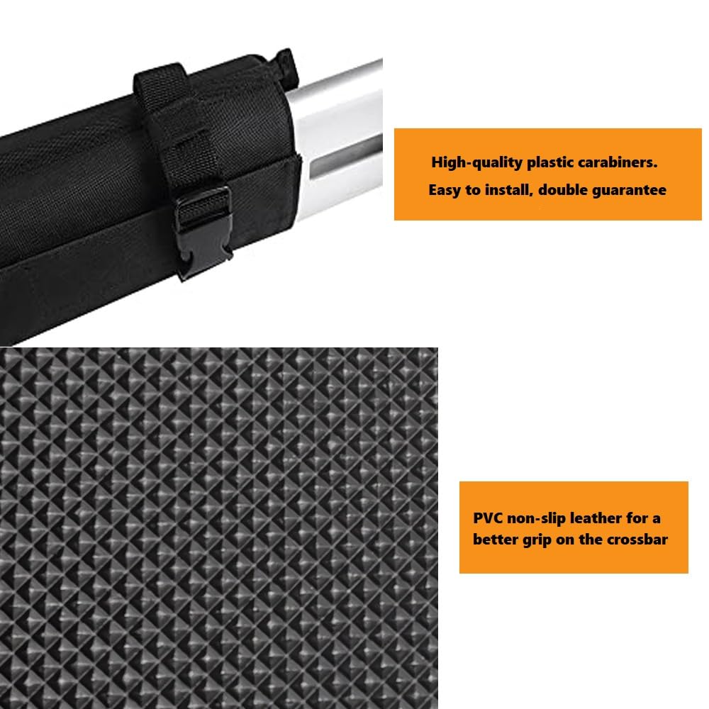 Roof Rack Cross Pads Fit on Cross Bars with Mountain Buckle,Nylon Cord Strap,Oversized Organizer Pouch for Kayak/Surfboard/SUP