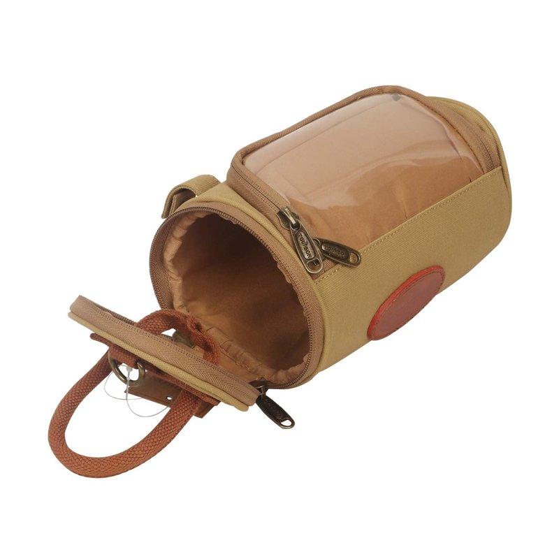 TOURBON Waxed Canvas Bicycle Top Tube Bag Bike Handlebar Basket (Khaki with phone holder)