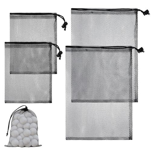 Golf Ball Storage Bags - 4 Pcs Mesh Drawstring Organizers