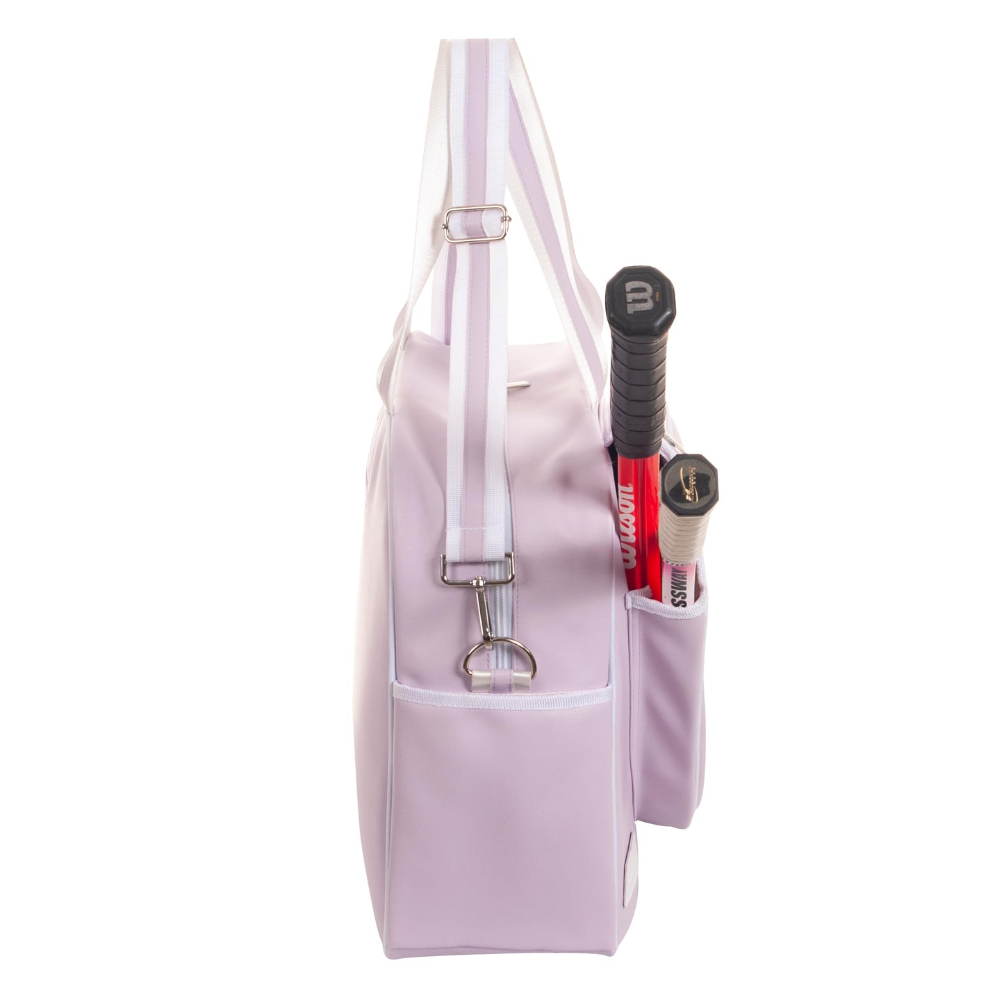 Remobia Hicol Purple PU Leather Women Large Sports Handbag Tennis Racket Shoulder Bag Tennis Tote Bag for 2 Rackets, with Water Bottle Holder