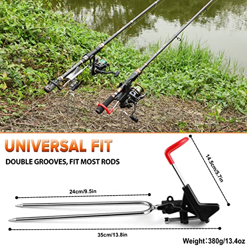 PLUSINNO 1 Pack Fishing Rod Holders with 360° Adjustable Angles - Red & Black