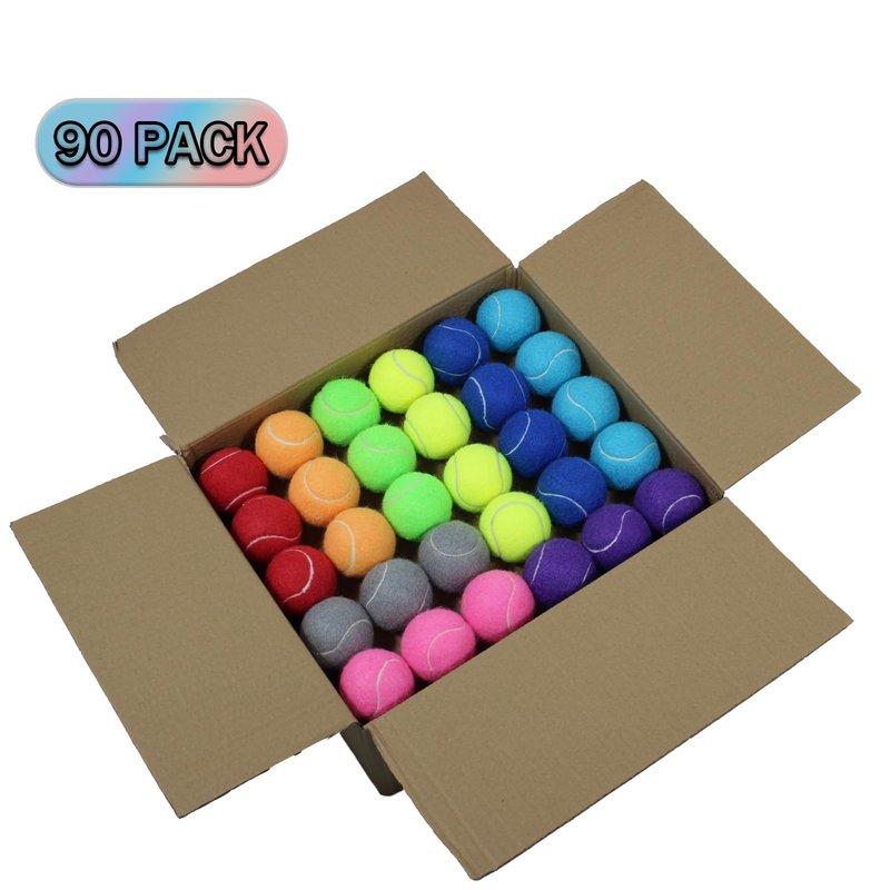 ZHUOKECE Tennis Balls, 90 Pack Training Tennis Balls Practice Balls, Pet Dog Playing Balls, fit for Beginner Training Ball (Multi-Color)