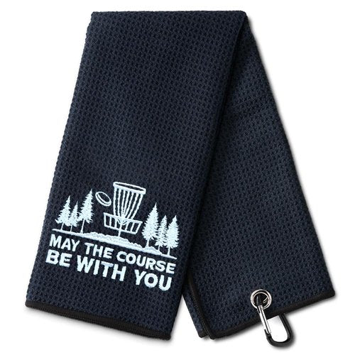 DYJYBMY May The Course Be with You Funny Embroidered Disc Golf Towels for Golf Bags with Clip, Golfclub Gifts for Men Women, Funny Disc Golf Gifts for Men Women Disc Golf Fan Disc Golf Lovers