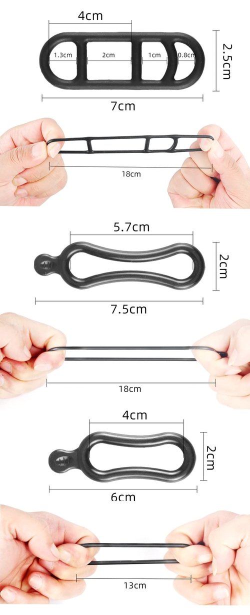 HOUSON 30PCS Flashlight Mounts Bicycle Light Silicone Rubber Straps 3 Type Cycling Rubber Mount Band for Flashlight Helmet Light Sets Water Bottle Holder Black