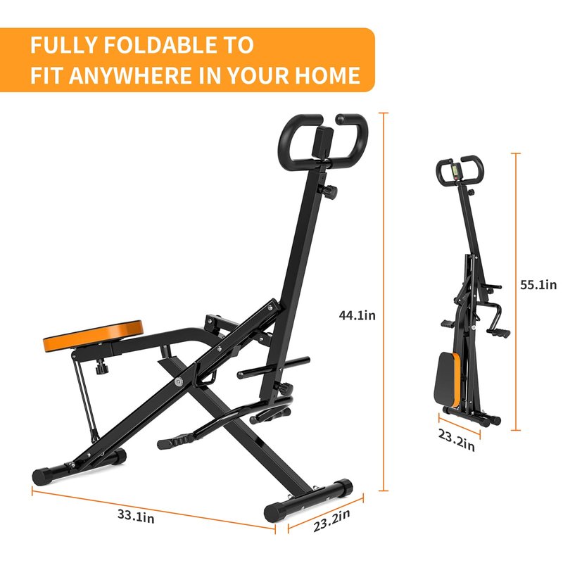 NAYSAYE Squat Assist Trainer, Squat Machines Rowing Machine with Adjustable Resistance Bands LCD Display, Foldable Exercise Trainer with 265LBS Loading Capacity for Home Office Black
