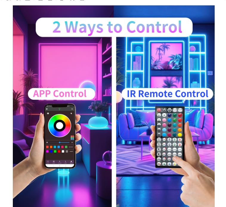 NBBUFF 32.8FT LED Lights for Bedroom 300LEDs Super Bright RGB LED Strips Lights with Remote and APP Control, Music Sync Color Changing LED Light Strip, Tape Lights for Living Room, Gaming Accessories