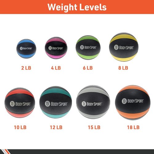 Body Sport Medicine Ball - Weighted Exercise Ball for At-Home Workouts | Cardio & Strength Training