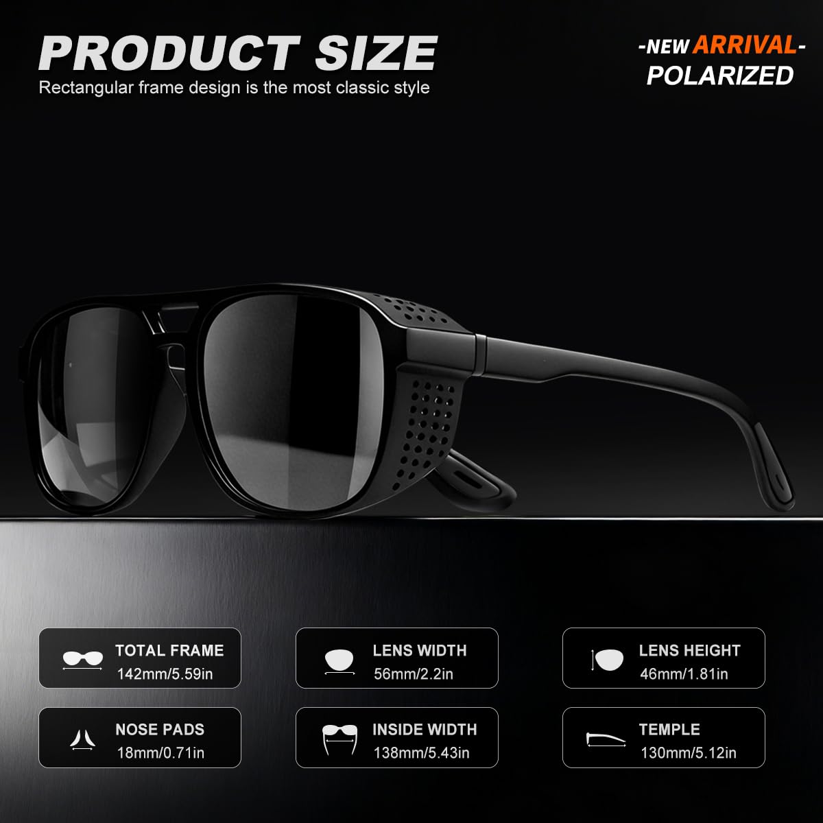 AWGSEE Retro Polarized Sunglasses for Men Women Vintage Lightweight Steampunk Sun Glasses Gothic Goggles UV400 Protection