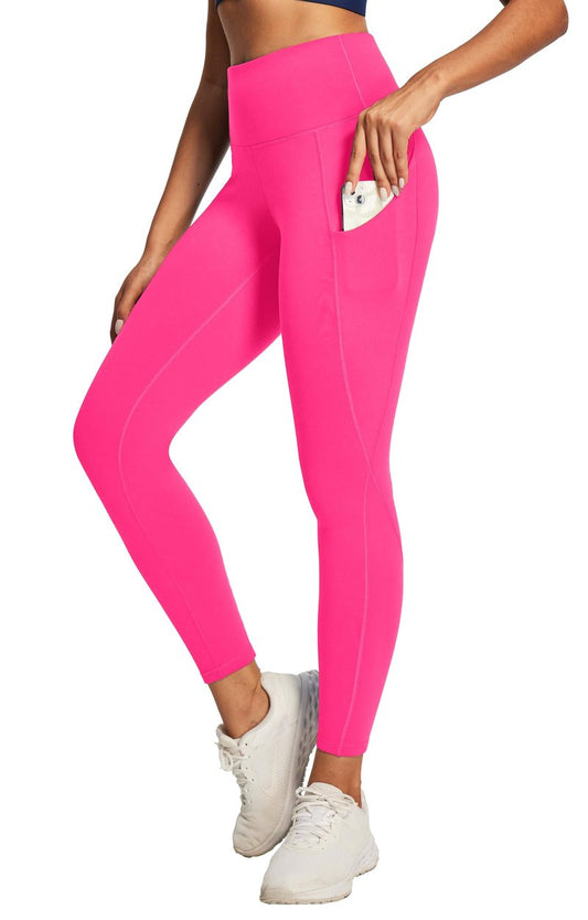 Ewedoos Leggings with Pockets for Women High Waisted Athletic Workout Compression Leggings Tummy Control Yoga Pants Women Hot Pink