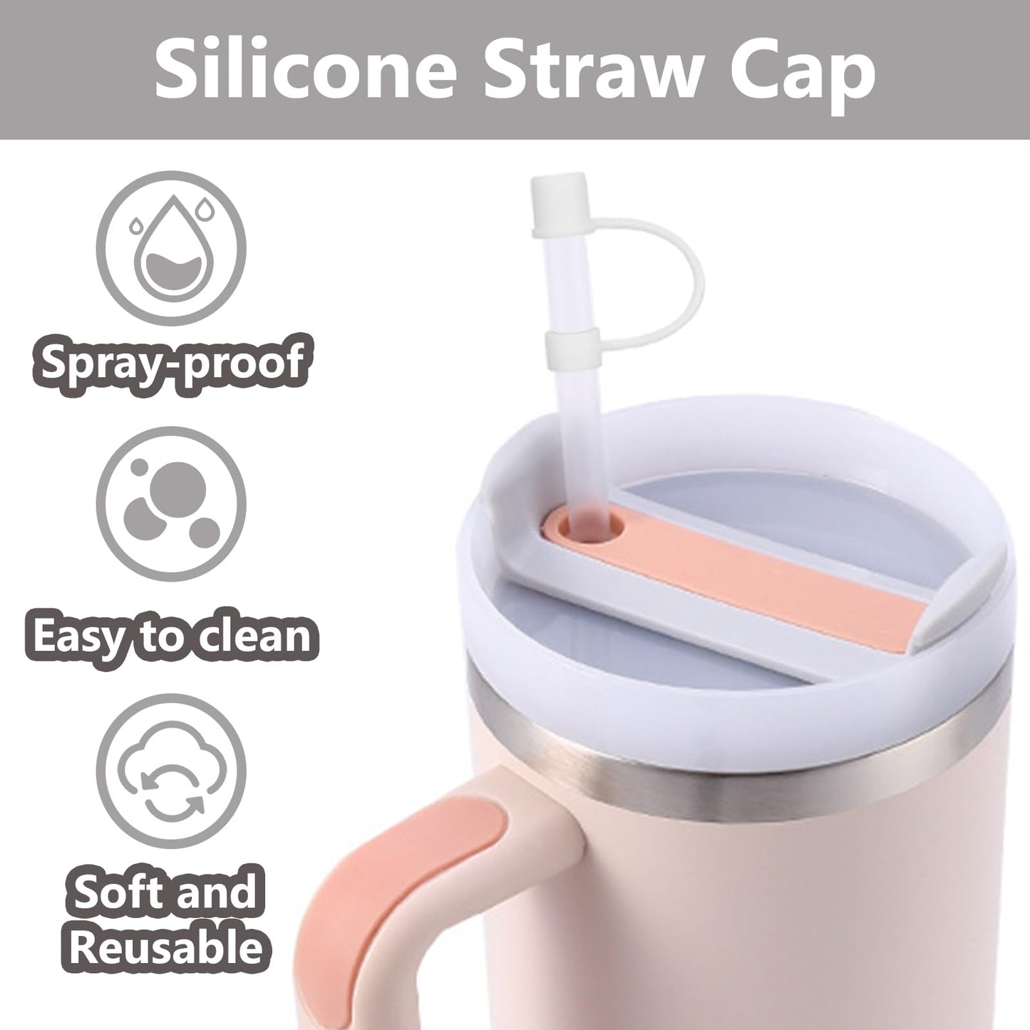 CEDIDJAC 6PCS Silicone Straw Covers Cap Compatible with Stanley Cup 30-40 oz Tumbler with Handle 10mm Straw Toppers Reusable Straw Cover for Stanley Cup Accessories （Green）
