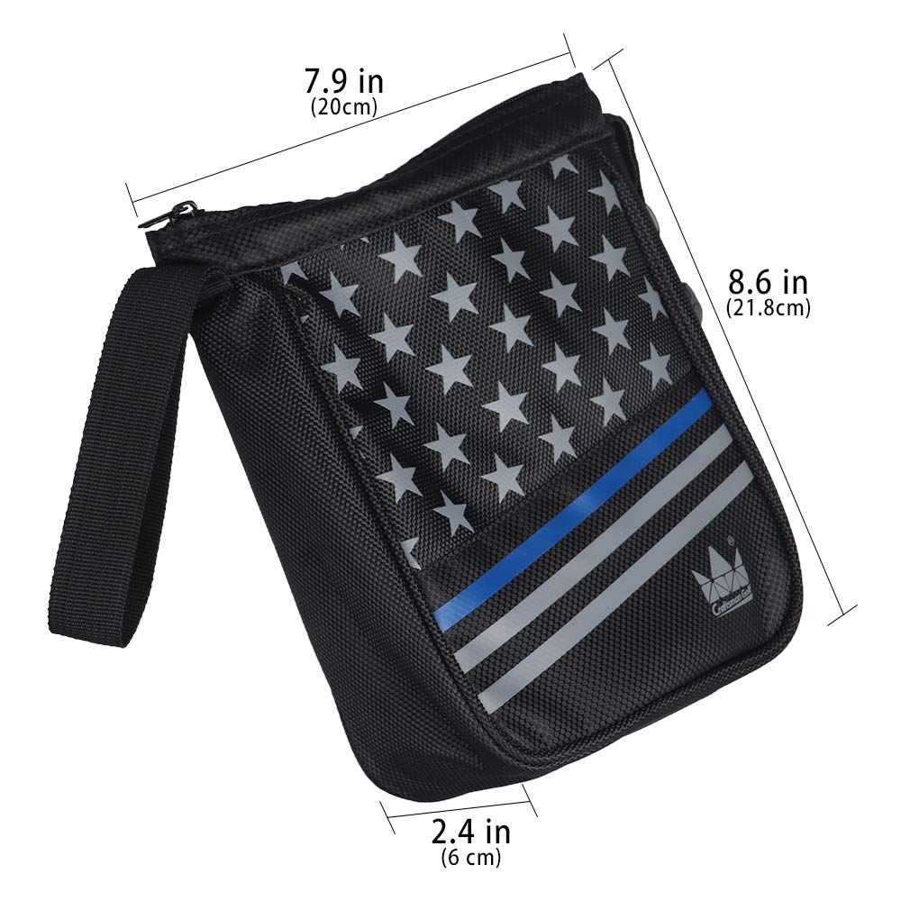 Craftsman Golf Star Stripes Black Waterproof Golf Balls Accessory Bag w/Hook and Wristlet Zipper Closure