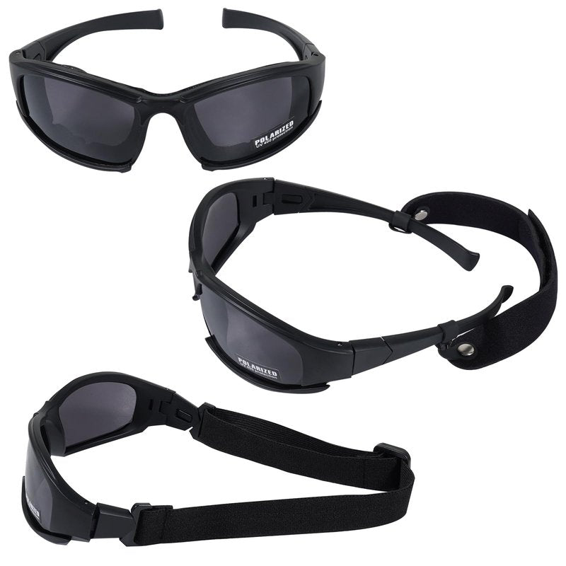 Unifizz X7 Army Sunglasses Military Tactical Goggles Polarized Lens Glasses Unisex Black with 4 Lens kit For Training