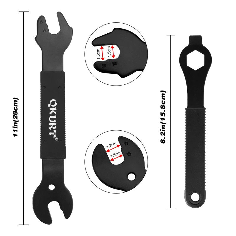 Oumers Bike Crank Puller Tool Set, Bike Crank Extractor Bike Bottom Bracket Remover 17mm 16mm 15mm Spanner Wrench Fit for Removing Bicycle Crank