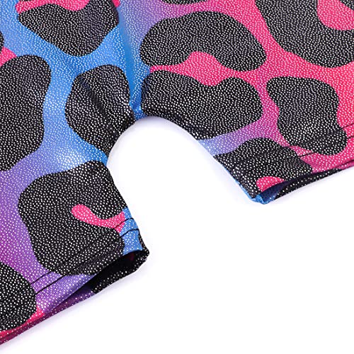 Gymnastics Leotard for Girls - Sparkly Rainbow Leopard Unitard, 9-10 Years
