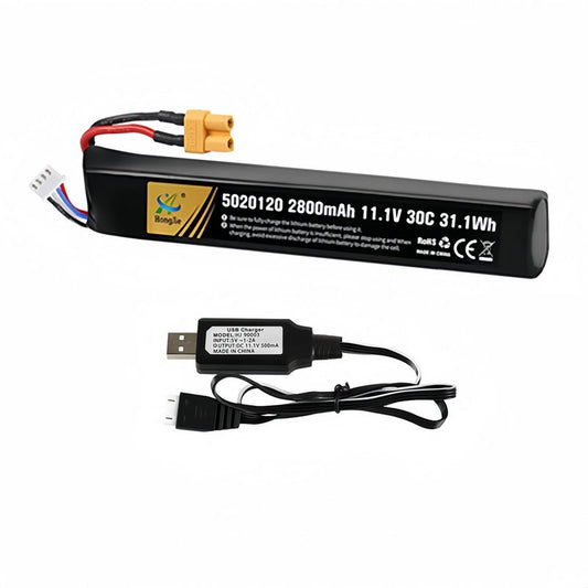 Cecicebb 11.1V 2800mAh Airsoft Battery with XT30 Connector and USB Charger Cable for Airsoft Guns Airsoft Rifle 11.1V Airsoft Battery