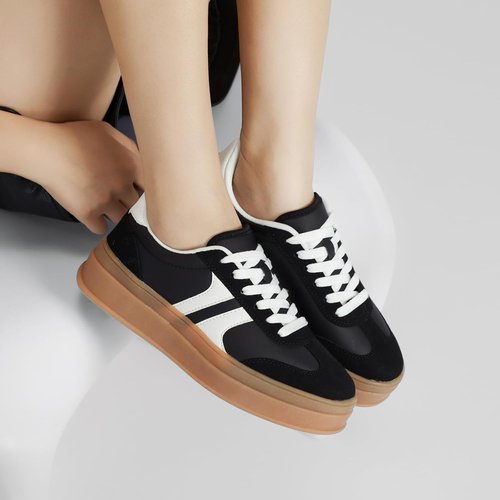 Lxuan Women's Fashion Sneakers - Thick Platform, Anti-Slip Rubber, Lace-Up Comfort | Stylish Walking Shoes