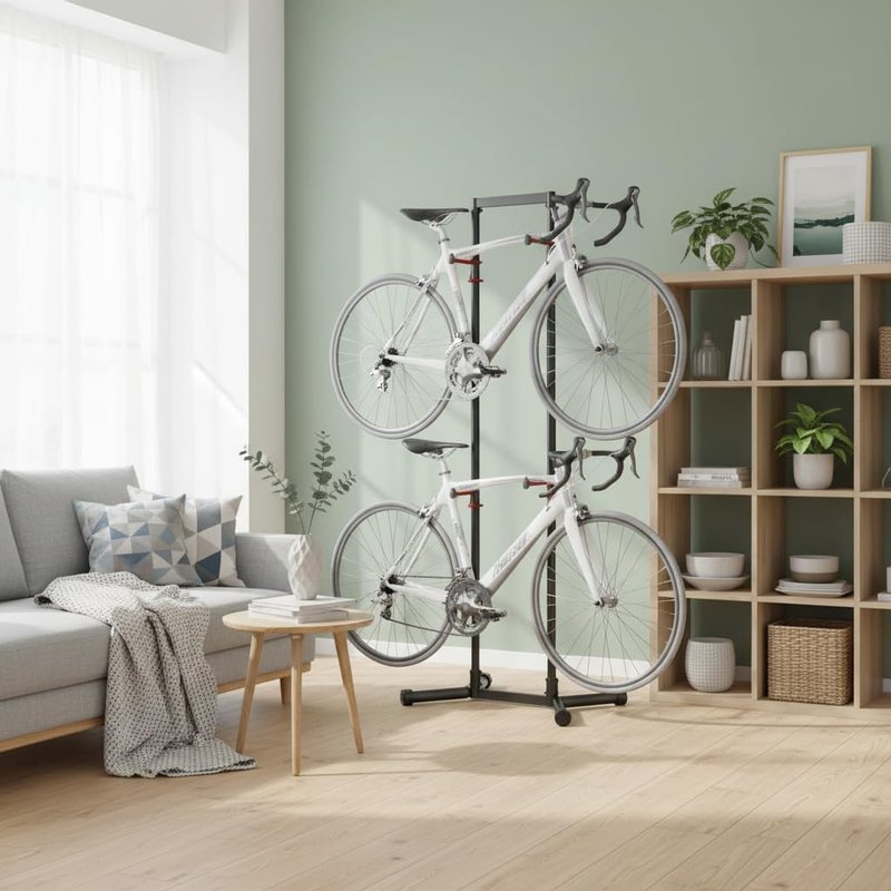 teraysun 4 Bike Horizontal Storage Rack, Heavy Duty No-Drill Indoor Garage Bike Organizer, 154 lbs Capacity for Mountain, Road & Hybrid Bikes