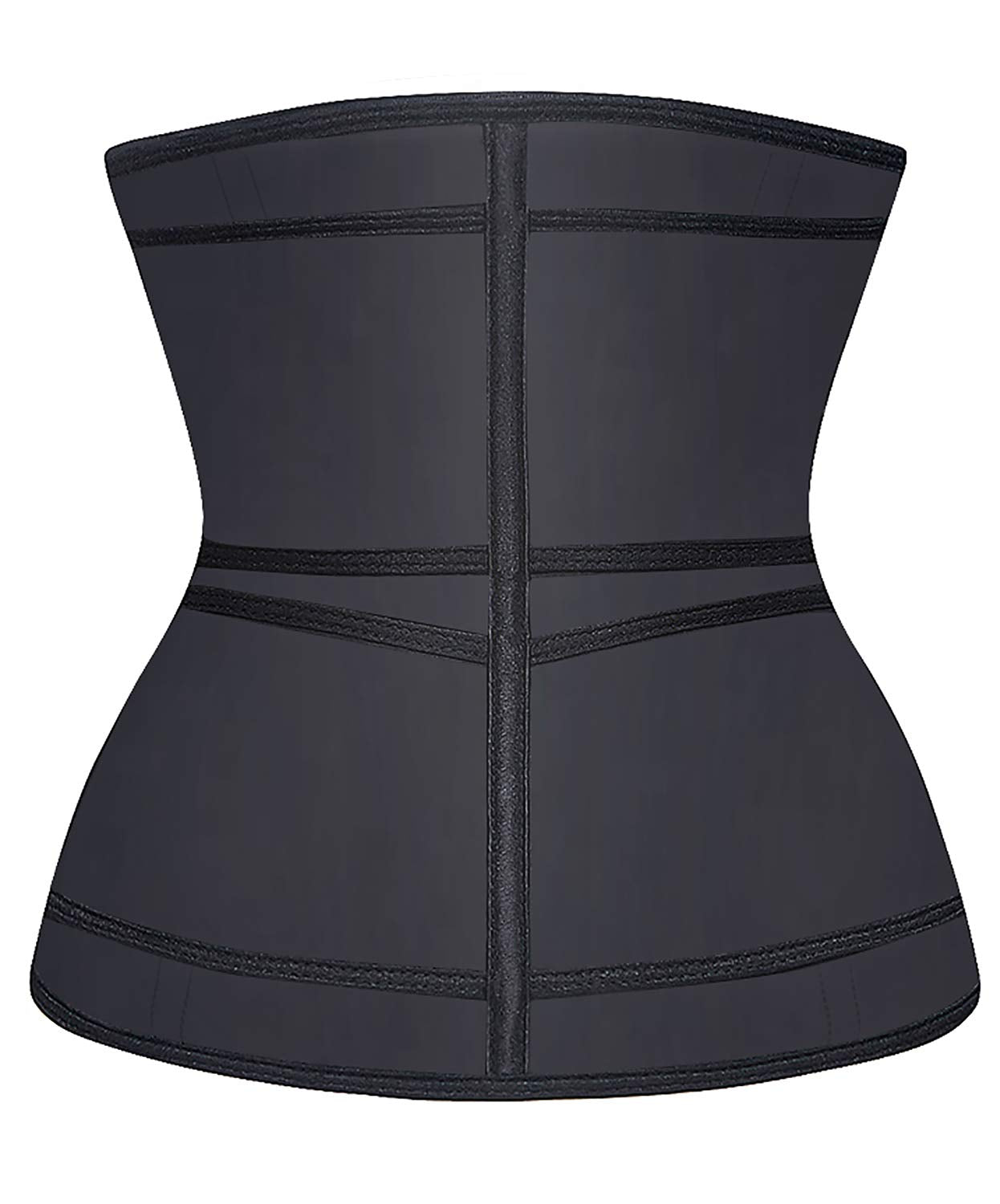 YIANNA Waist Trainer for Women Latex Underbust Double Training Belt Tummy Control Waist Cincher Sport Girdle,YA2223-Black-L