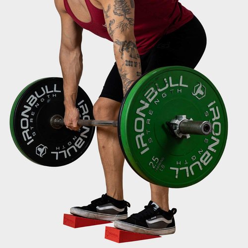 Squat Wedge (Pair) - Optimize Squatting Form and Improve Strength & Size - Squat Ramp for Better Squats Mechanics for Barbell, Dumbbell and Bodyweight (Red)