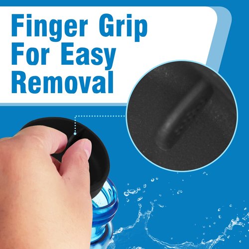 Impresa Silicone Wide Mouth Water Bottle Splash Guard - Compatible with Nalgene Wide Mouth Water Bottles - 3-Pack, Black - Drinking Spout & Sip Insert