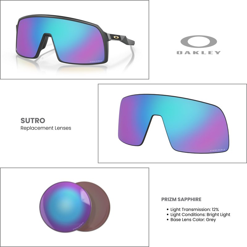 Oakley Original Sutro OO9406 00000937 Prizm Sapphire Iridium Replacement Lenses for Men for Women+ Bundle Microfiber Pouch -Frames Not Included
