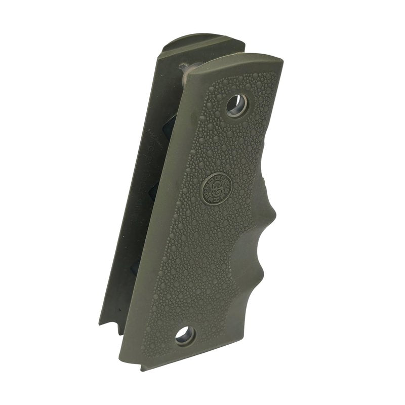 Hogue 1911 Government, Commander, & Clone Models Finger Grooves OverMolded Rubber Grip, OD Green - 45001