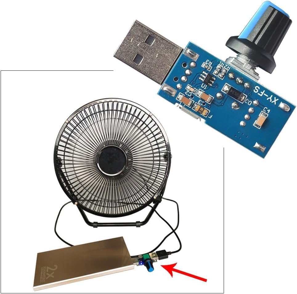 Gebildet 3pcs USB to 3pin/4pin PWM 5V USB Sleeve Fan Power Adapter Cable with USB Fan Governor Speed Control Knob ON/Off Switch