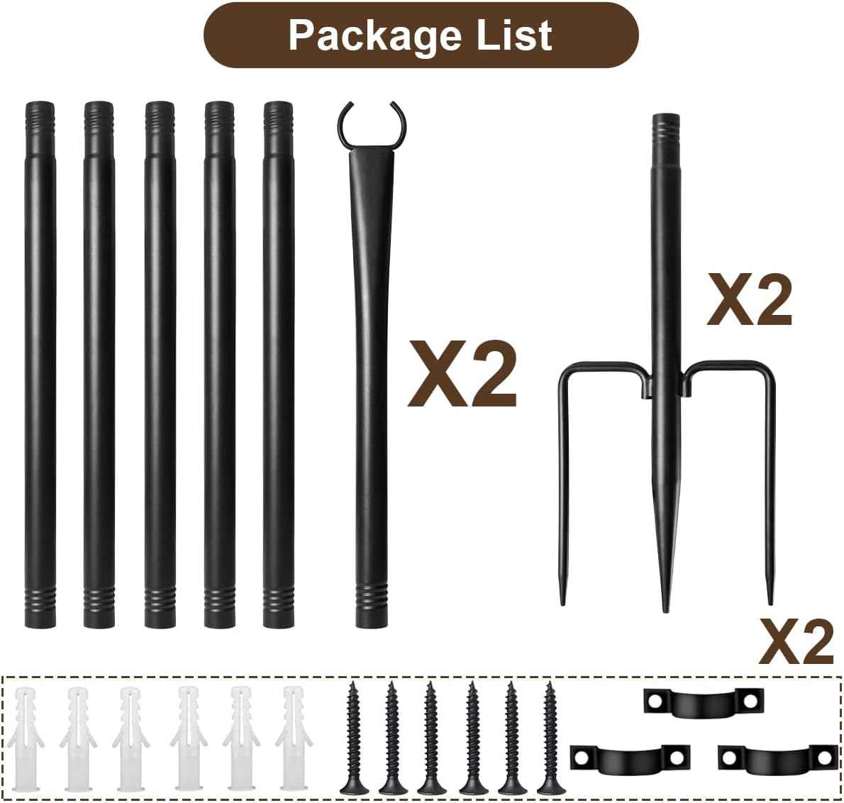 Outdoor String Light Poles - 4 Pack Heavy-Duty Metal Hangers for Patio & Garden Decor