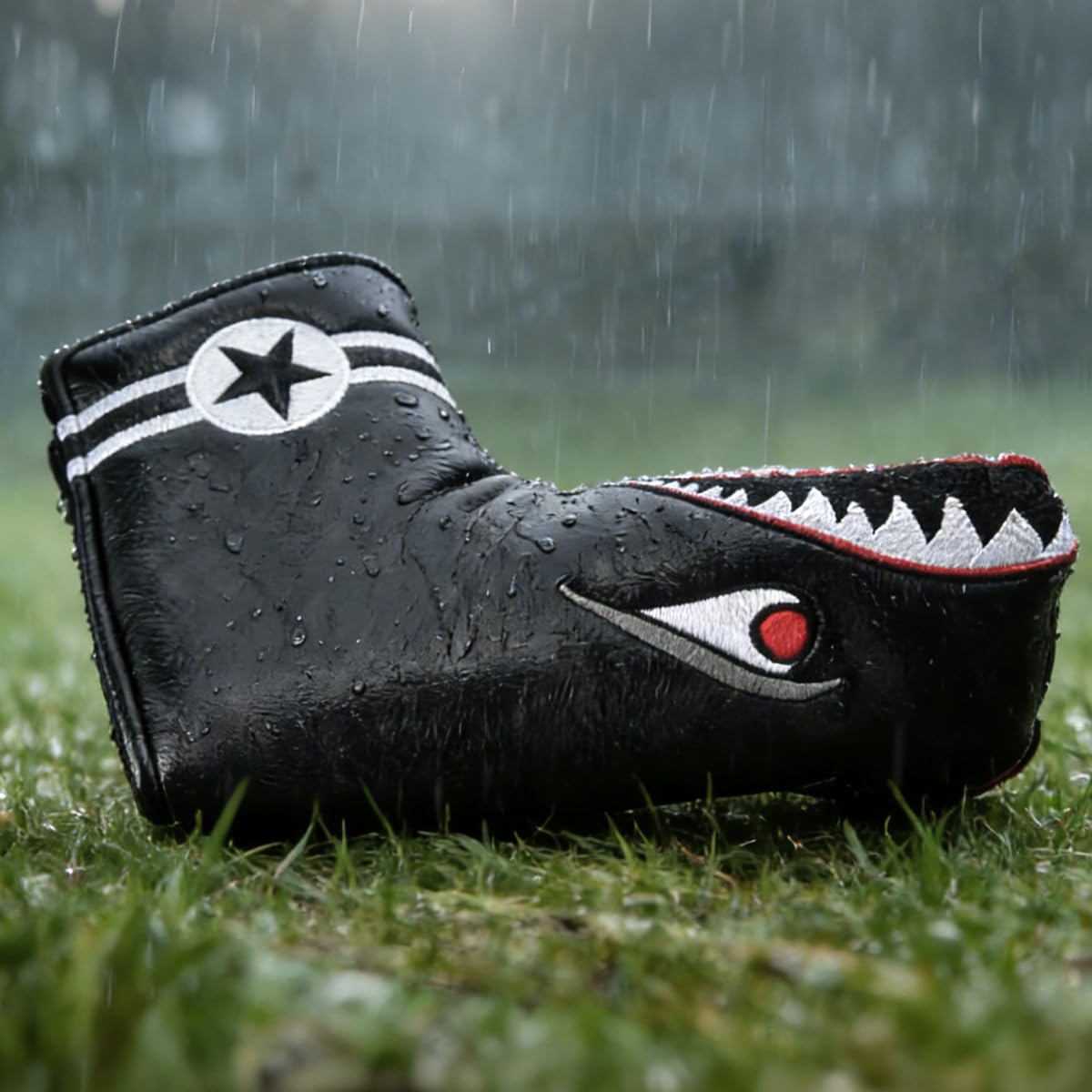 GOOACTION Shark Golf Club Blade Putter Head Cover, Creative Cartoon Animal Pattern Synthetic Leather Headcovers, Perfect for Golf Course & Travel Protection