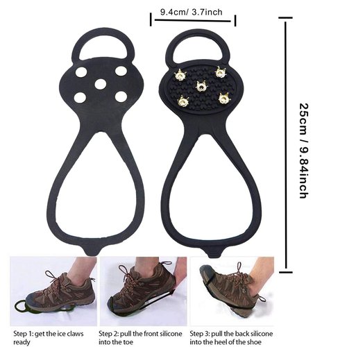 Gripper Spike, Treeresea Universal Non Slip Gripper Spikes for Shoes, Shoe Ice & Snow Grips for Ice Sports- Anti Slip Rubber Grips with Steel Studs Crampon(2 Pairs)