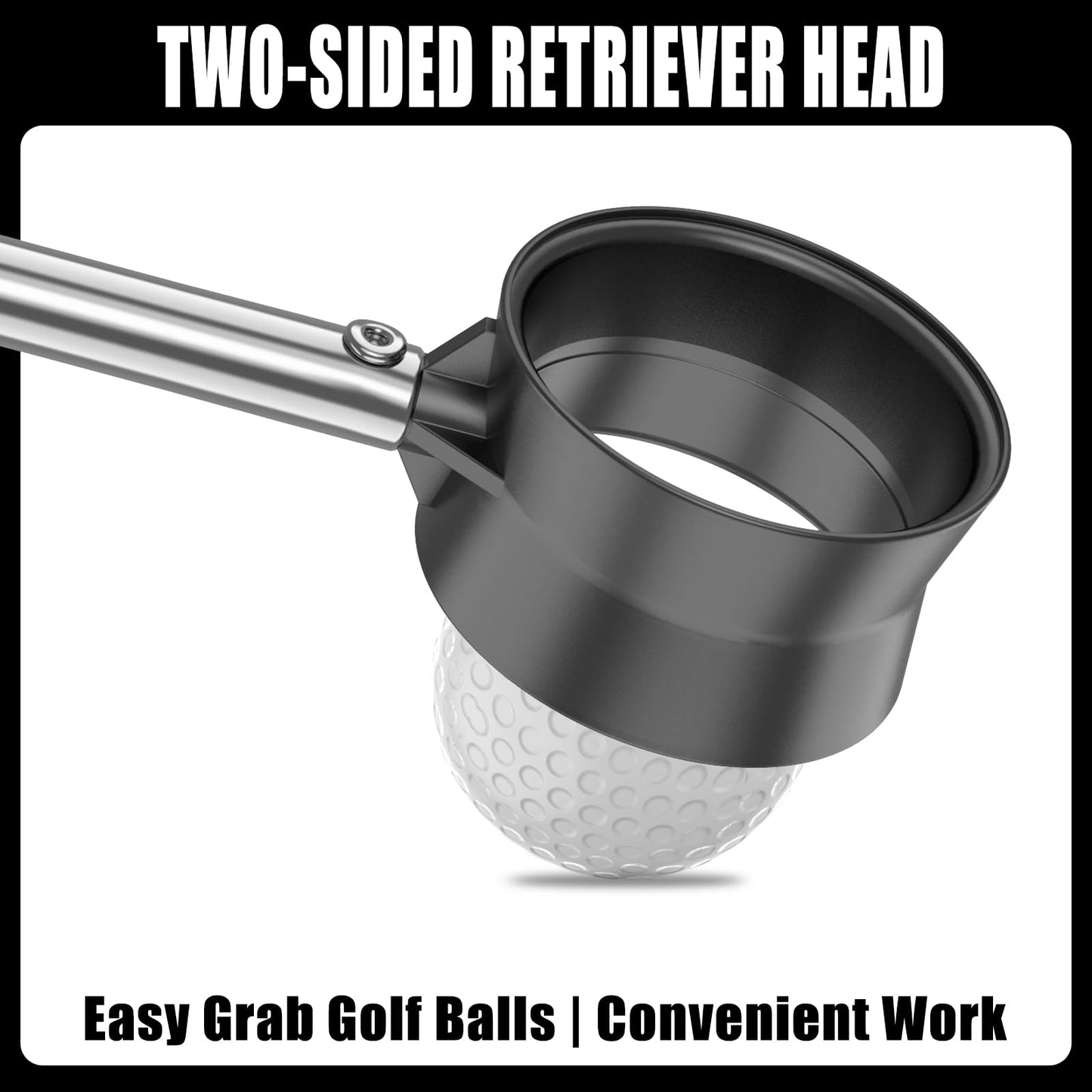 SisterAling 9ft/12ft Water Telescopic Golf Ball Retriever,Classic and Durable Stainless Steel Pick-Up Upper Grabber Tool,The Best Accessory Gift for Men and Women Golfers.(Black, 9Ft)