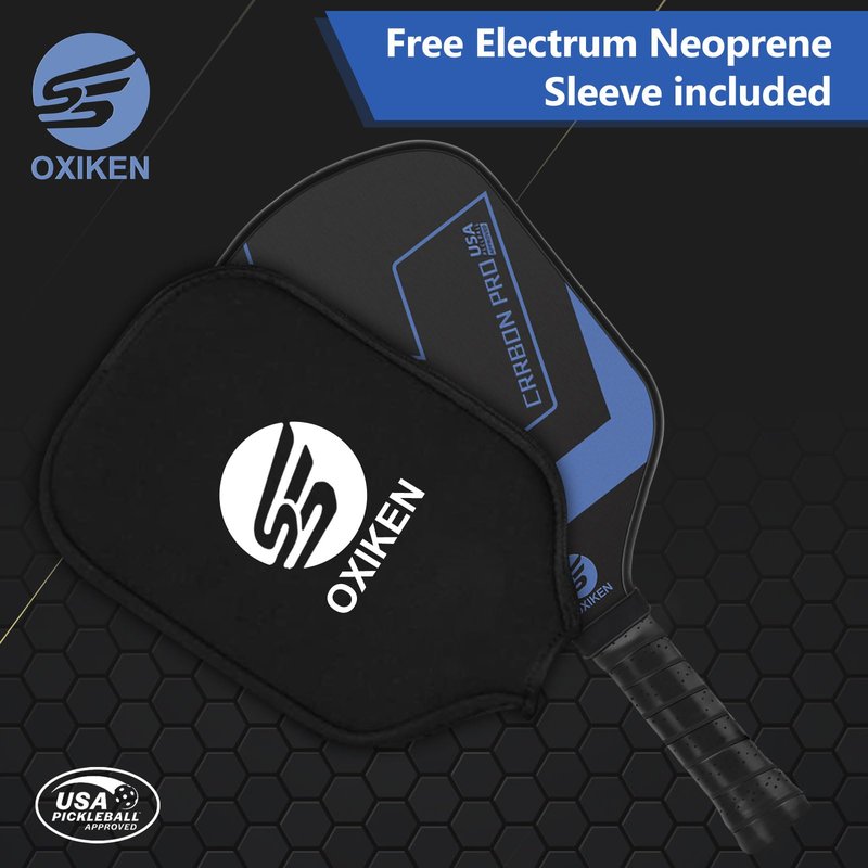 OXIKEN 16 mm Pickleball Paddles, 2026 USAPA Approved T700 Carbon Fiber Pickle Ball Paddle (CFS), High Grit & Spin, Honeycomb Core, 5.5” Elongated Handle, Anti Slip Sweat Absorbing Grip with Cover Case