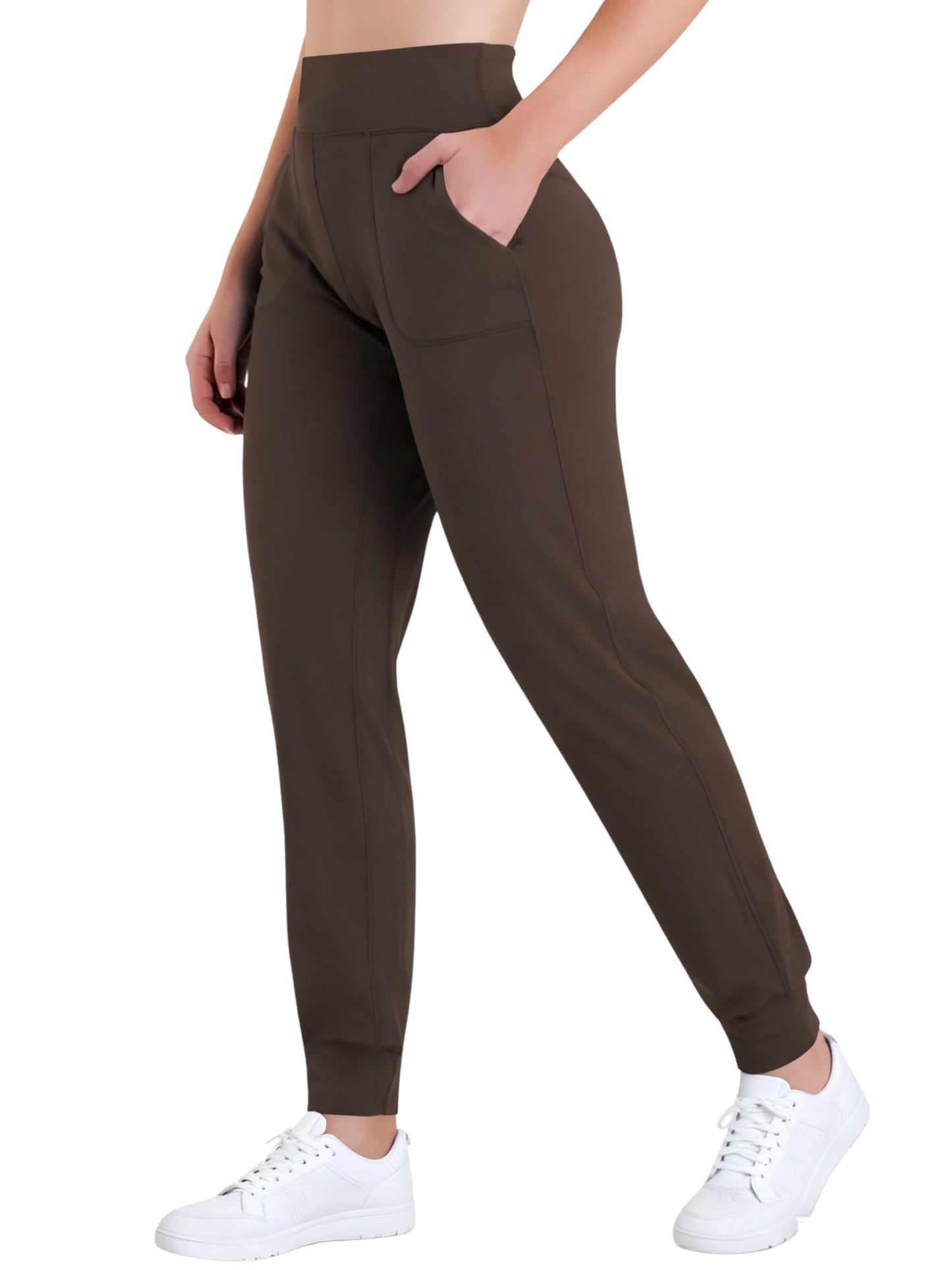 Sunzel Lightweight Soft Joggers for Women with Pockets, High Waisted Sweatpants Hiking Yoga Pants for Workout Lounge Running 28" Inseam Seal Brown Medium