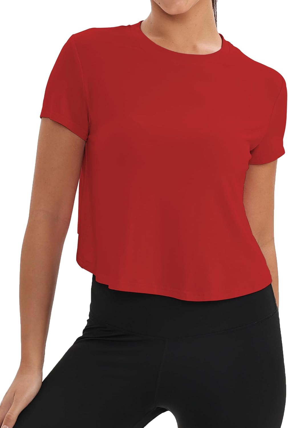 Mippo Women's Workout Tops - Short Sleeve Yoga Shirts for Athletic Gym & Running | Loose Fit Crop Top