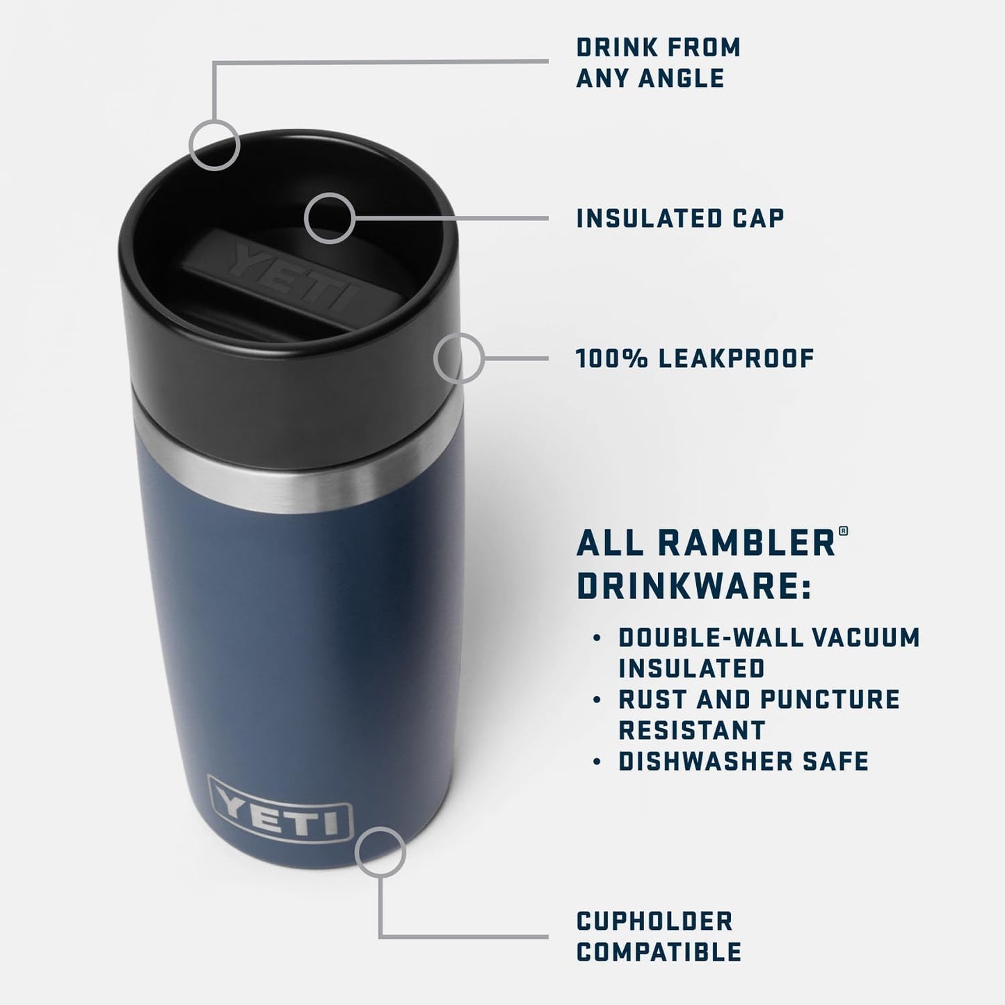 YETI Rambler 8 oz Travel Bottle, Stainless Steel, Vacuum Insulated with Leakproof Commuter Cap, Ridgeline