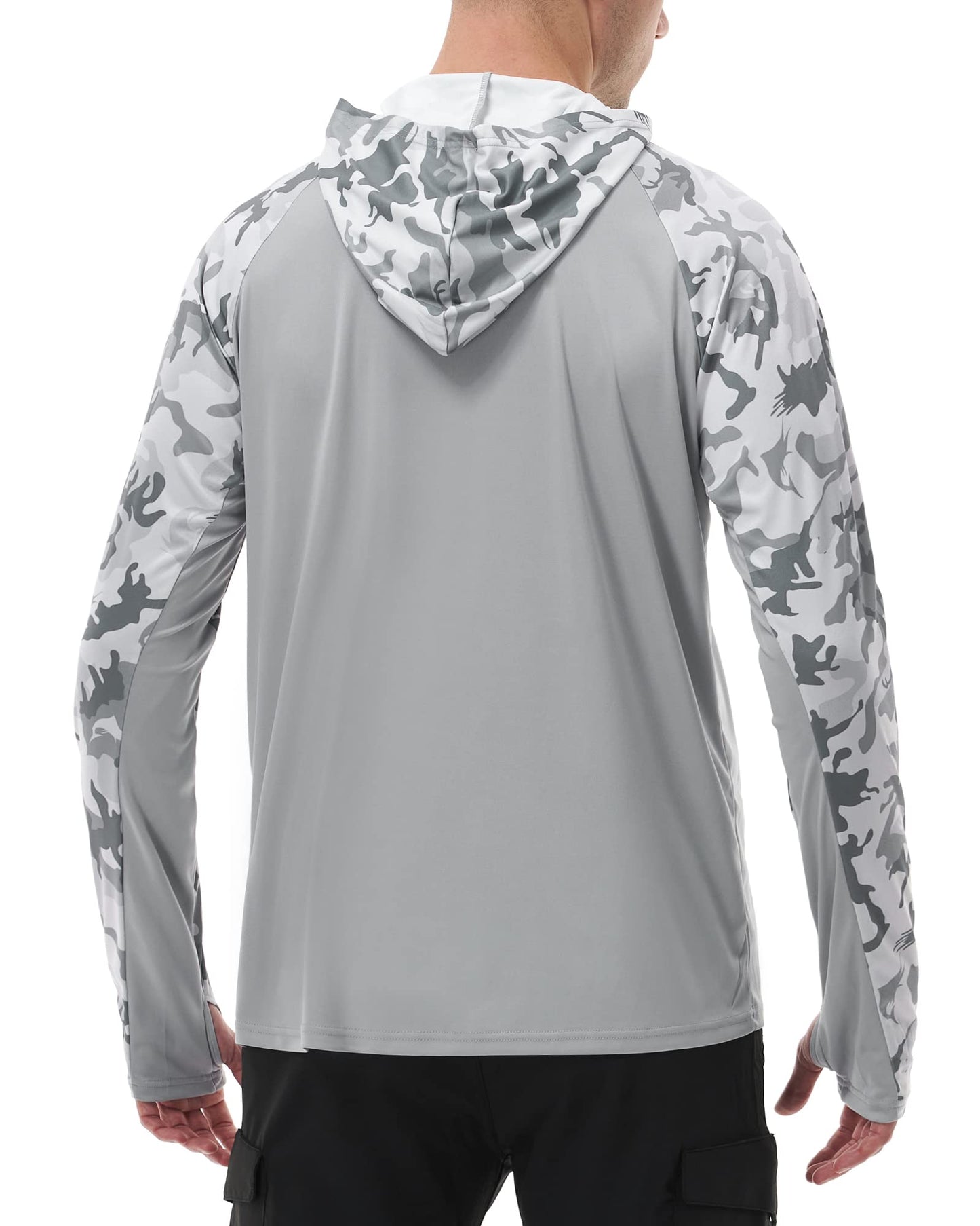 FISHEAL Men's Performance Fishing Hoodie Shirt with Thumbholes - UPF 50 Sun Protection Camo Long Sleeve Shirts Quick-Dry