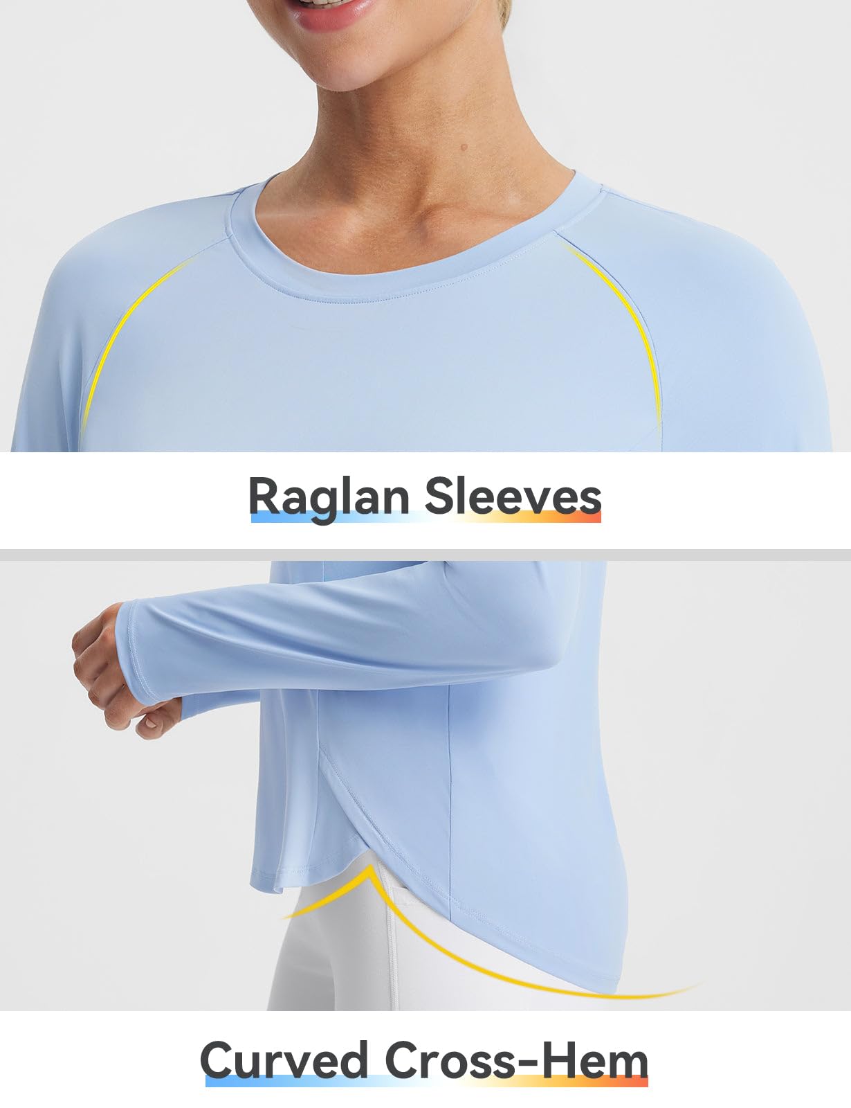 baleaf Long Sleeve Workout Tops for Women Sun Protection Cooling Shirts Running T-Shirts Moisture Wicking Athletic Hiking Blue M