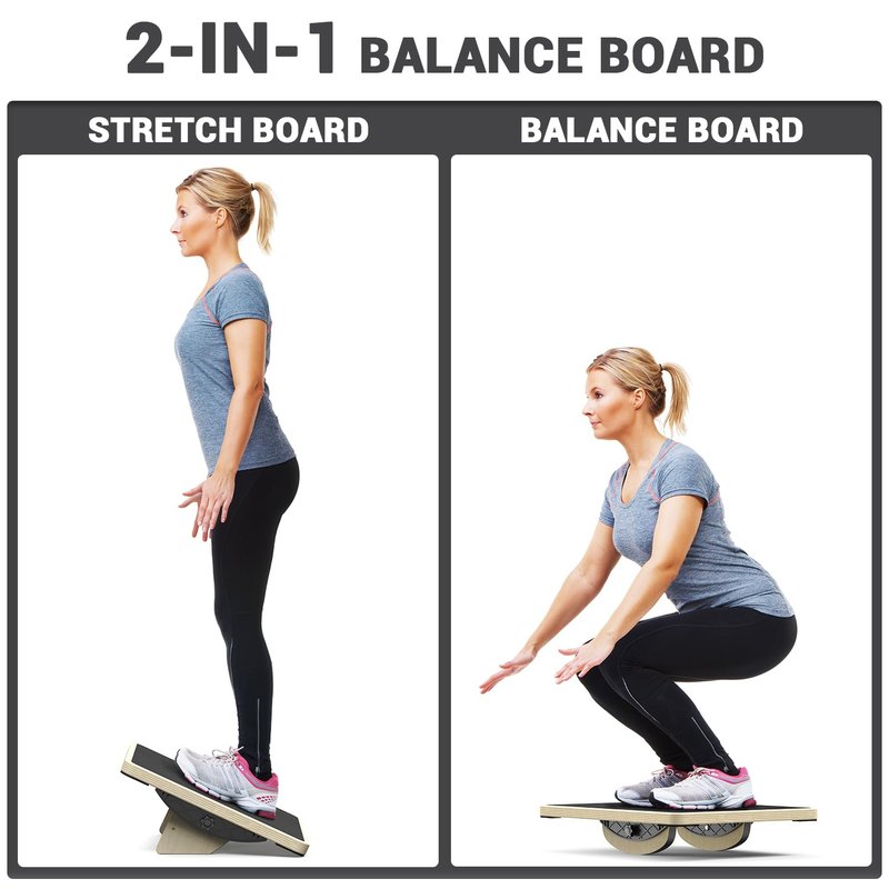 Sportneer 2-in-1 Balance Board – Adjustable Wobble & Slant Board for Core Strength, Stretching, Rehab, Standing Desk, Home Gym Workout