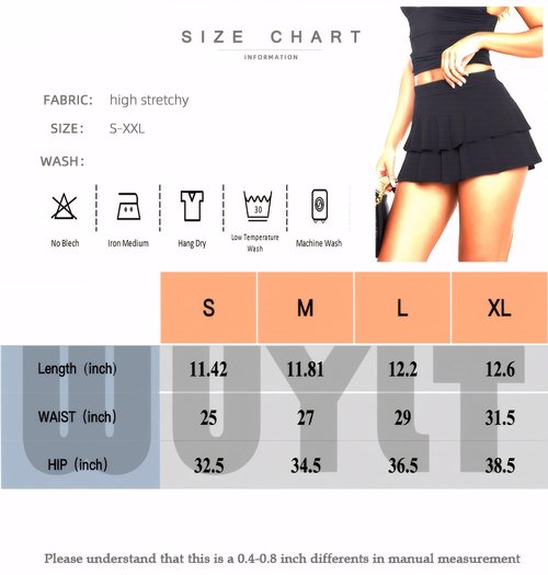 WUYLT Black Mini Skirt with Shorts Underneath Skort for Women Pleated Ruffle Layered Micro Y2k Going Out Skorts Summer 2026 Medium